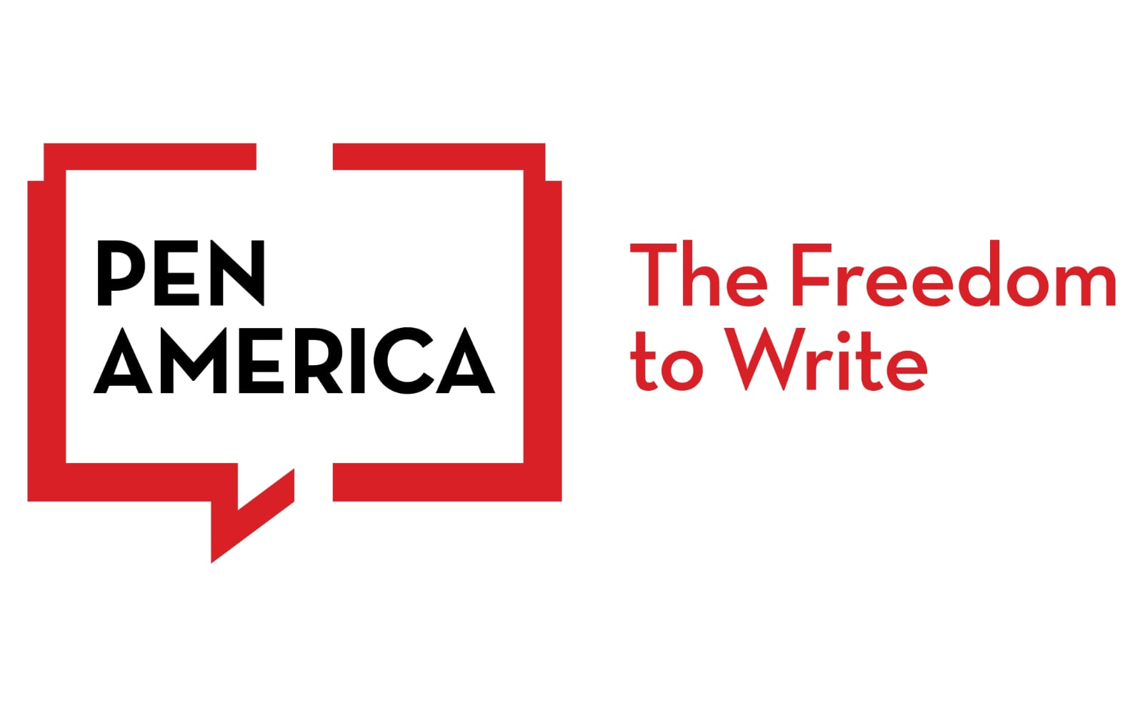 red box with the words pen america inside and the phrase the freedom to write on the right-hand side