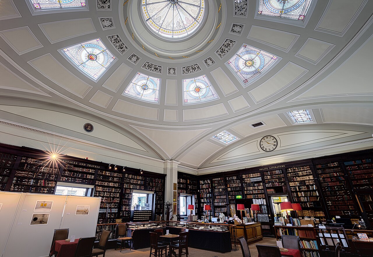 white ceiling dome with stained glass