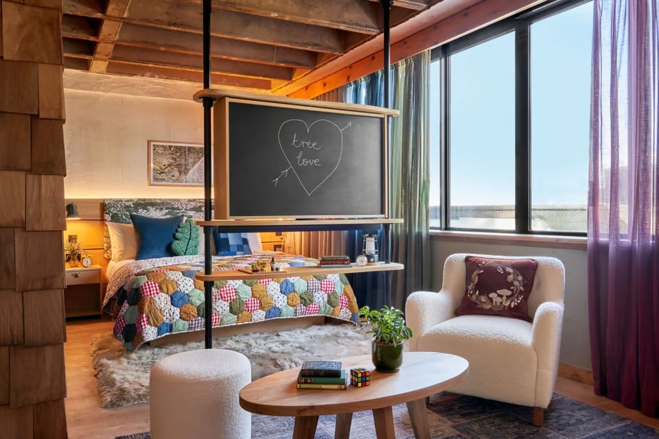 guest room with bed and quilt