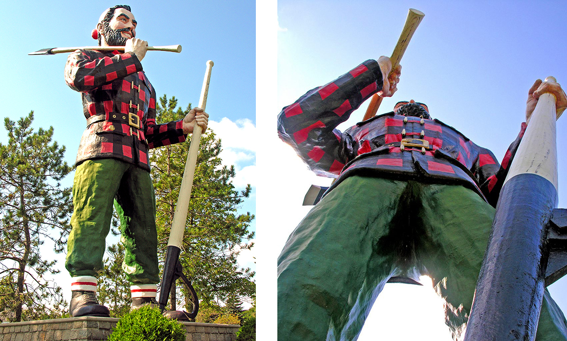 giant statue of paul bunyan on a sunny day
