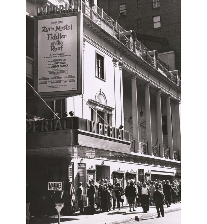black and white photo of the imperial theater marquee from 1964
