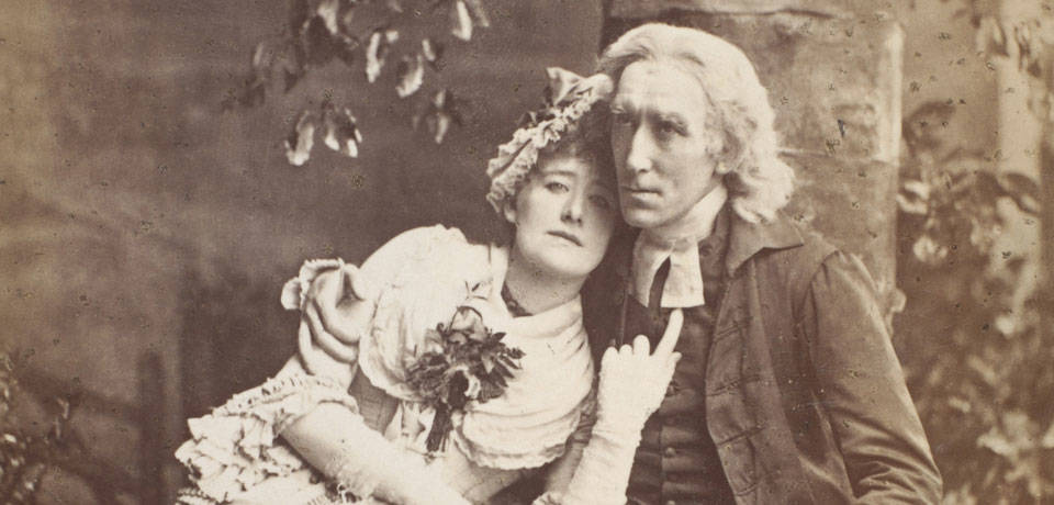 sepia photo of henry irving and ellen terry
