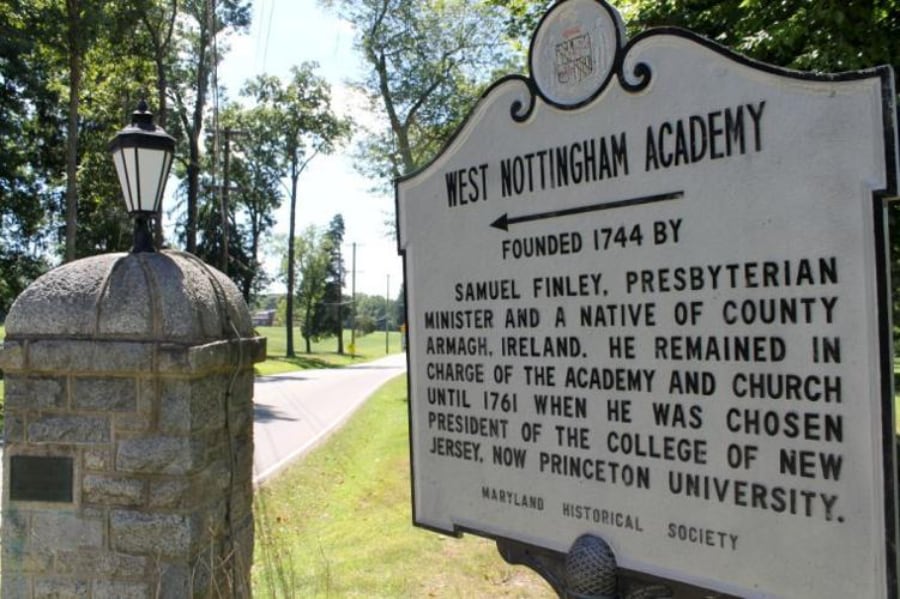 historical sign identifying West Nottingham Academy