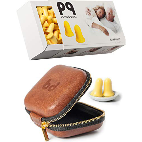 earplugs and brown leather case