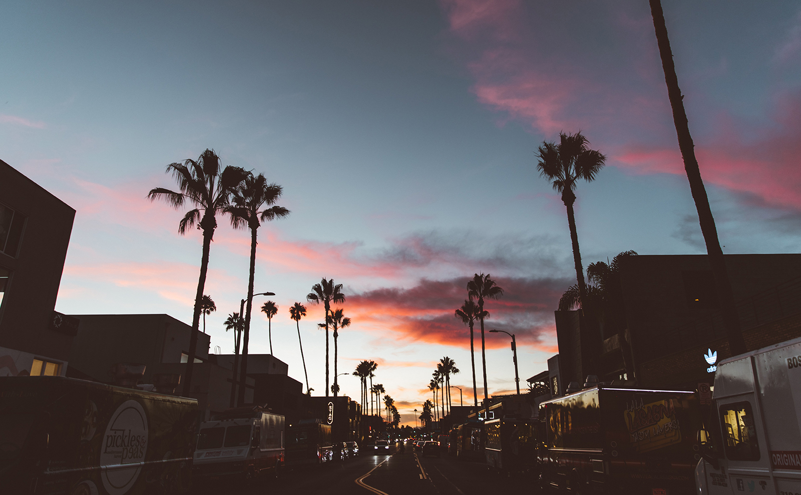 a street in Los Angeles at sunset