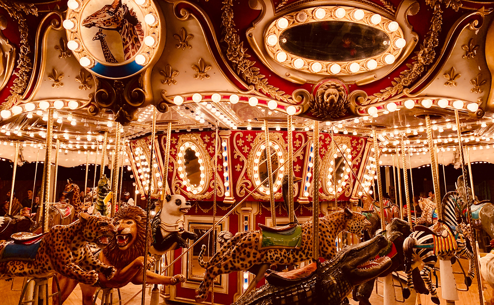 old-fashioned merry-go-round at night