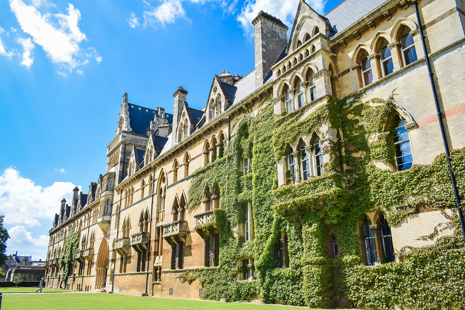 an ivy-covered wall at oxford university