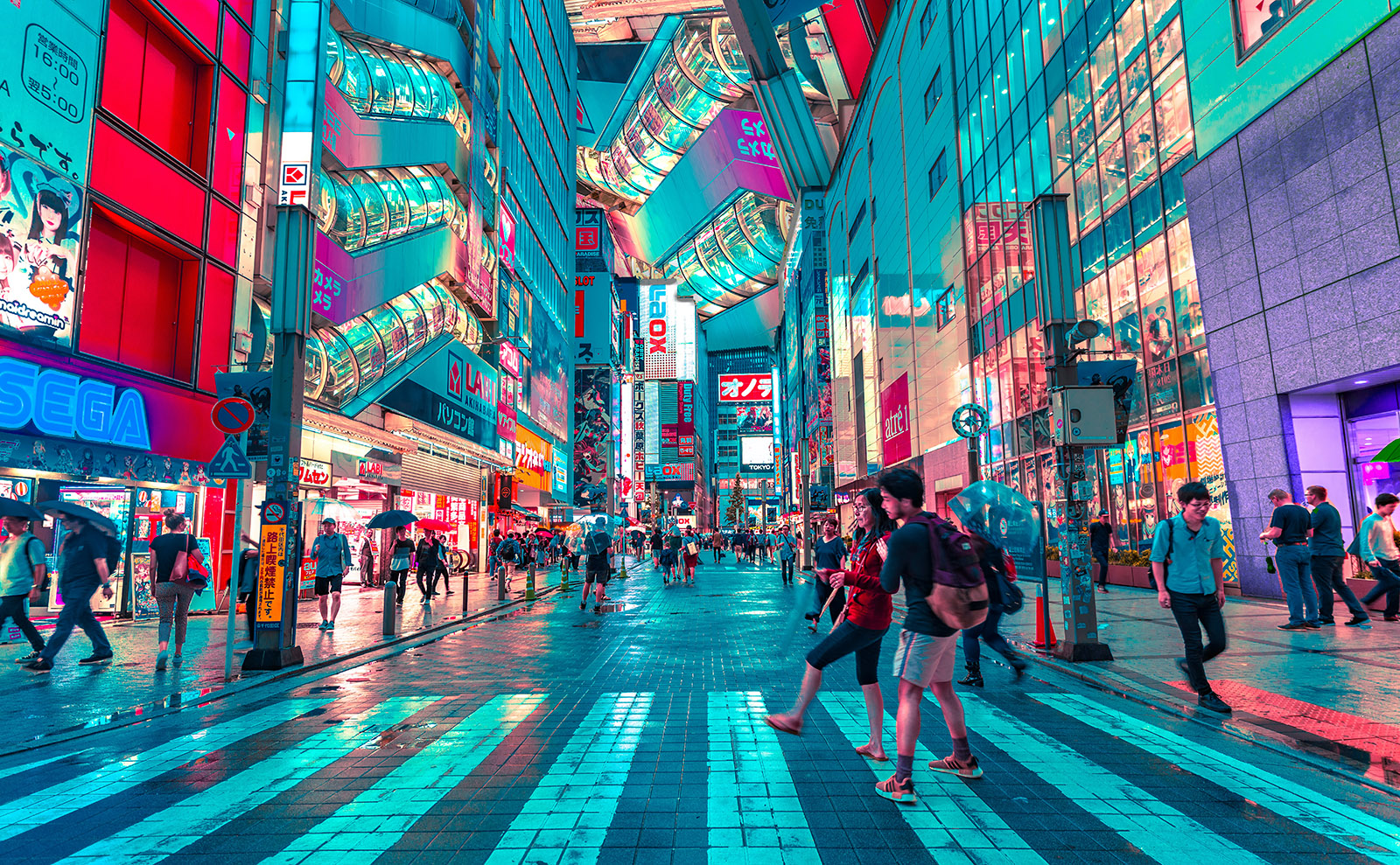 neon-lit street in tokyo.