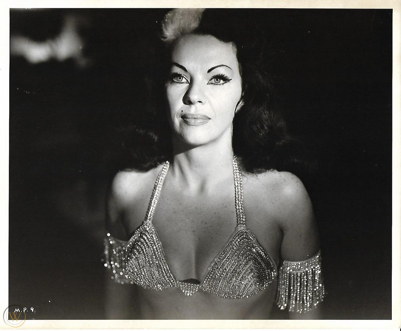 black and white photo of the actress tongolele