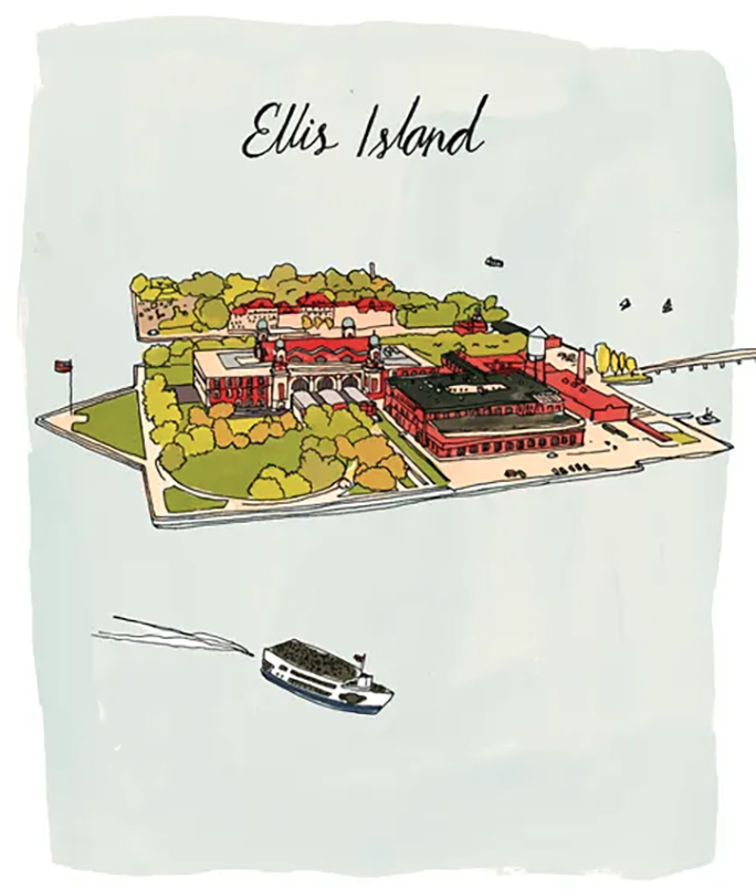 illustration of ellis island