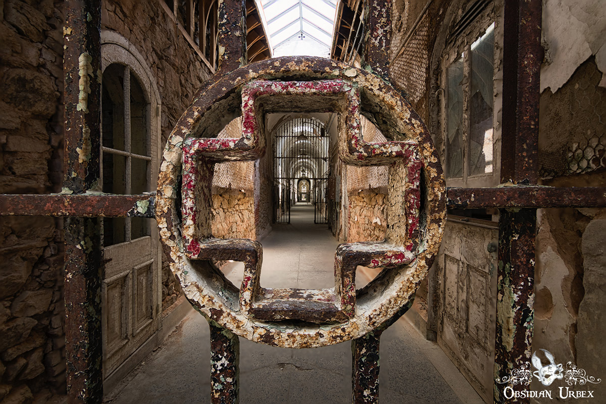 abandoned prison hallway