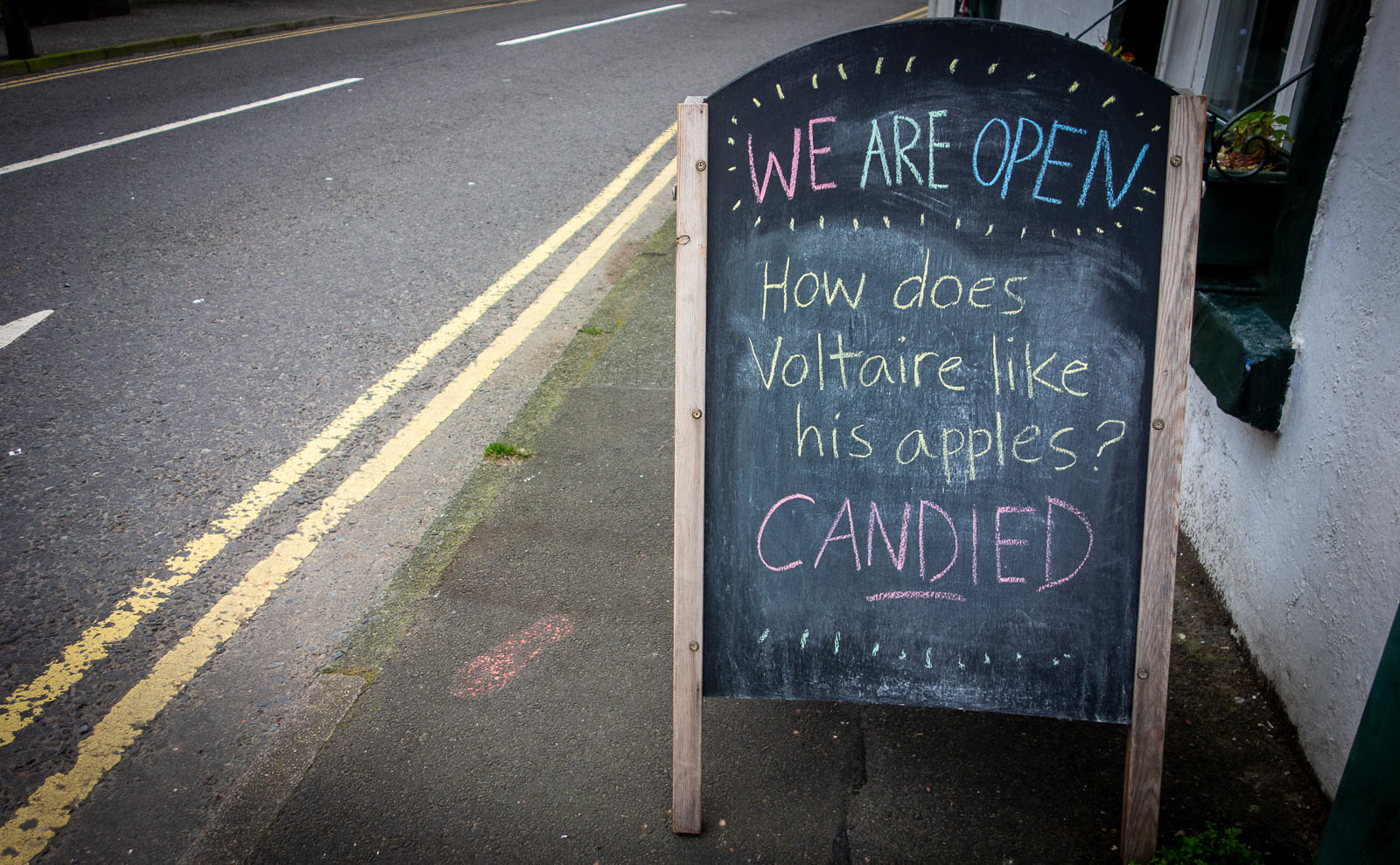 a sign outside the bookshop