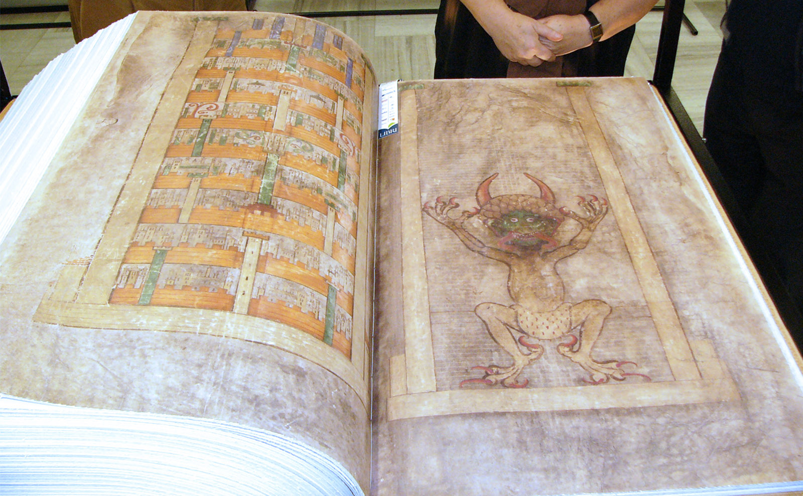 the codex gigas lying open on a table