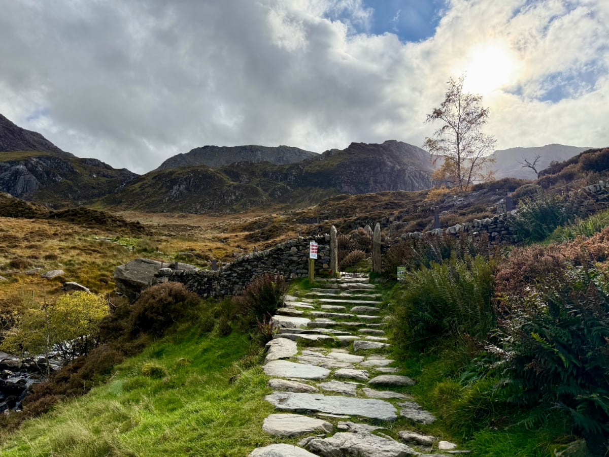 stone path leading up to a mountain